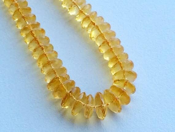 1 Strand Natural Citrine German Cut Beads, Citrine Disc Beads, Orange Gemstone Beads, Citrine Necklace, 8.5mm to 12mm, 16 Inch