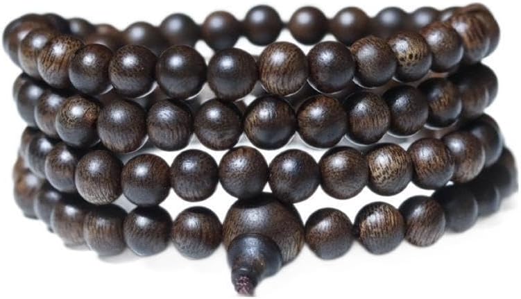 Agarwood 6mm*108pcs Brunei Black Chess Agarwood Skewers Buddha Bead Rosary Gift Set
