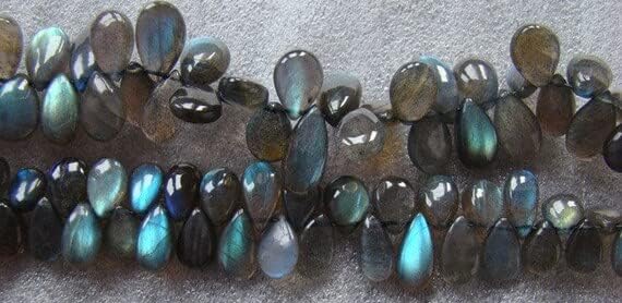 Labradorite Pear Shape Smooth Beads 42 pcs in one Strands 8 mm to 14mm