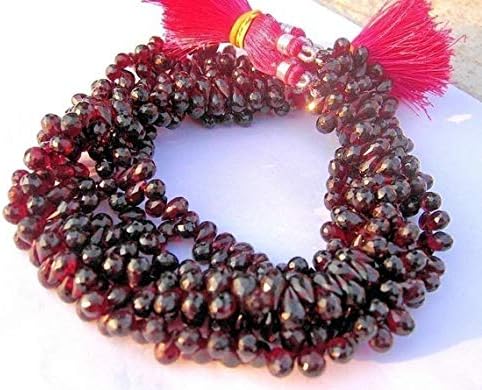 13 inch natural beads strand of 6x5-9x5mm faceted drop garnet gemstone briolletes beads for DIY jewelry - necklace, bracelet, earring, ring.