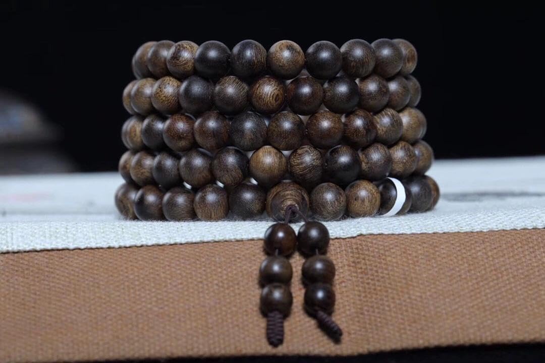 Natural Cambodian Bodhisattva Agarwood Sinking Grade Beads 10mm*108 Pieces Old Material Multi-Circle Bracelet