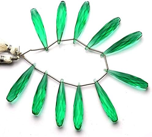 GEMZ 13 inch Strand of Natural Emerald Quartz Tear Drop Shape Faceted Cut Green Color briollete Beads for DIY Jewelry Making- Earring Necklace Bracelet.