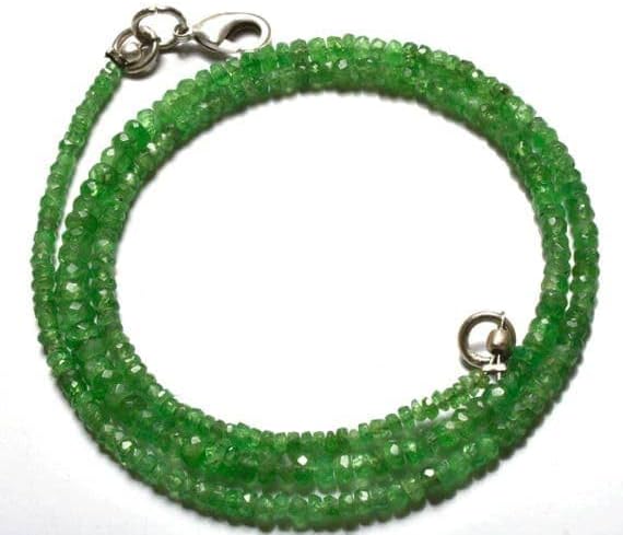 Beads Gemstone 1 Strand Natural 17 inches Full Strands Green Garnet tsavorite Faceted Rondelle Beads Super Necklace 2 to 4.5 MM Code-HIGH-22282