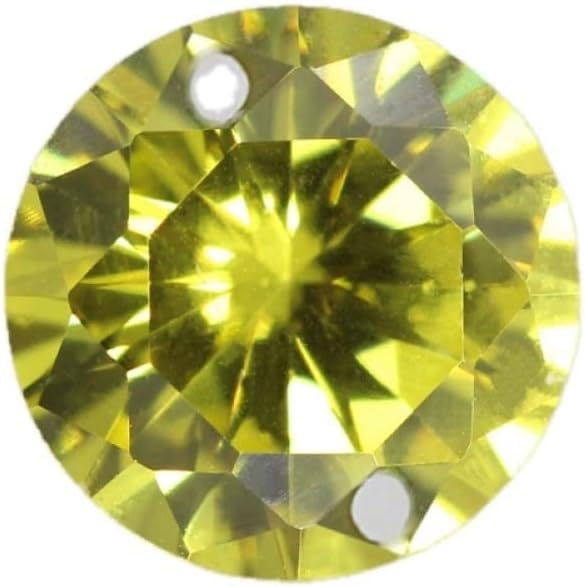 AA A A A Round Double Hole Cubic Zirconia Beads Loose Stones for DIY Jewelry Making - CZ with Holes - (Color: Olive/Size: 16mm 20Pcs)