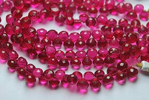 8 Inch Strand,Pink Quartz Faceted Onion Shape Briolette,Size 6-7mm Code-HIGH-63058