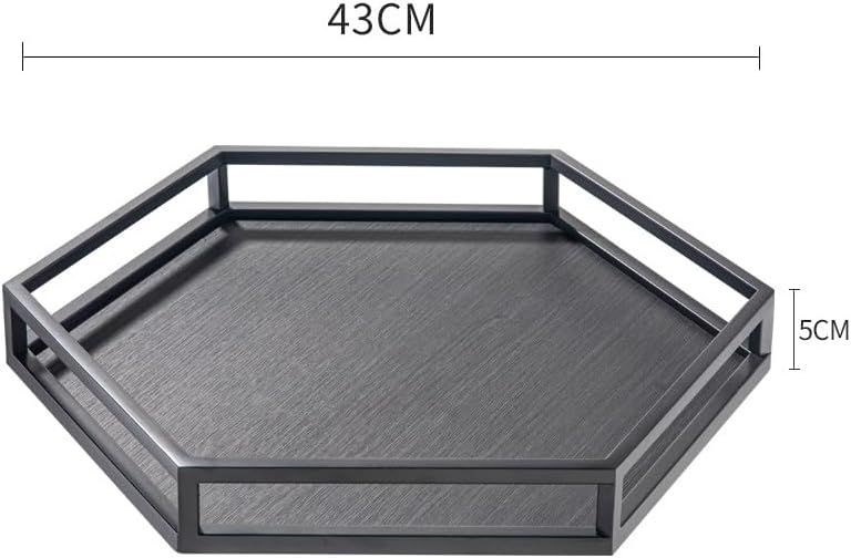 Cafeteria Tray Light Luxury Hexagonal Horsehair Tray Entrance Storage Cosmetics Desktop Tray Gray and White Ornaments Decorative Jewelry Tray Serving Trays(A,Medium)