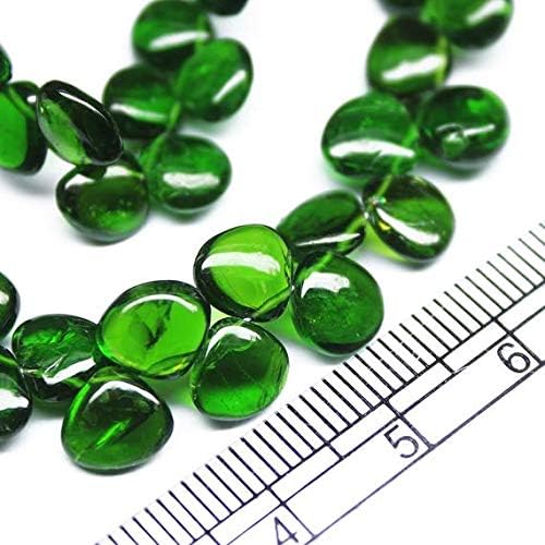 Green Chrome Diopside Smooth Heart Drop Gemstone Loose Craft Beads Strand 8 Inch Long 8mm 7mm Code-HIGH-27149