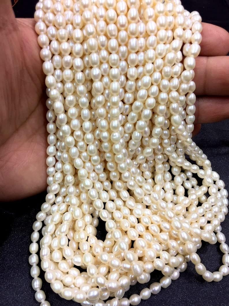 13 inch Strand of Natural gem Freshwater Pearl, 5mm Cylinder Smooth Beads for DIY Jewelry Making. | Beads_03819