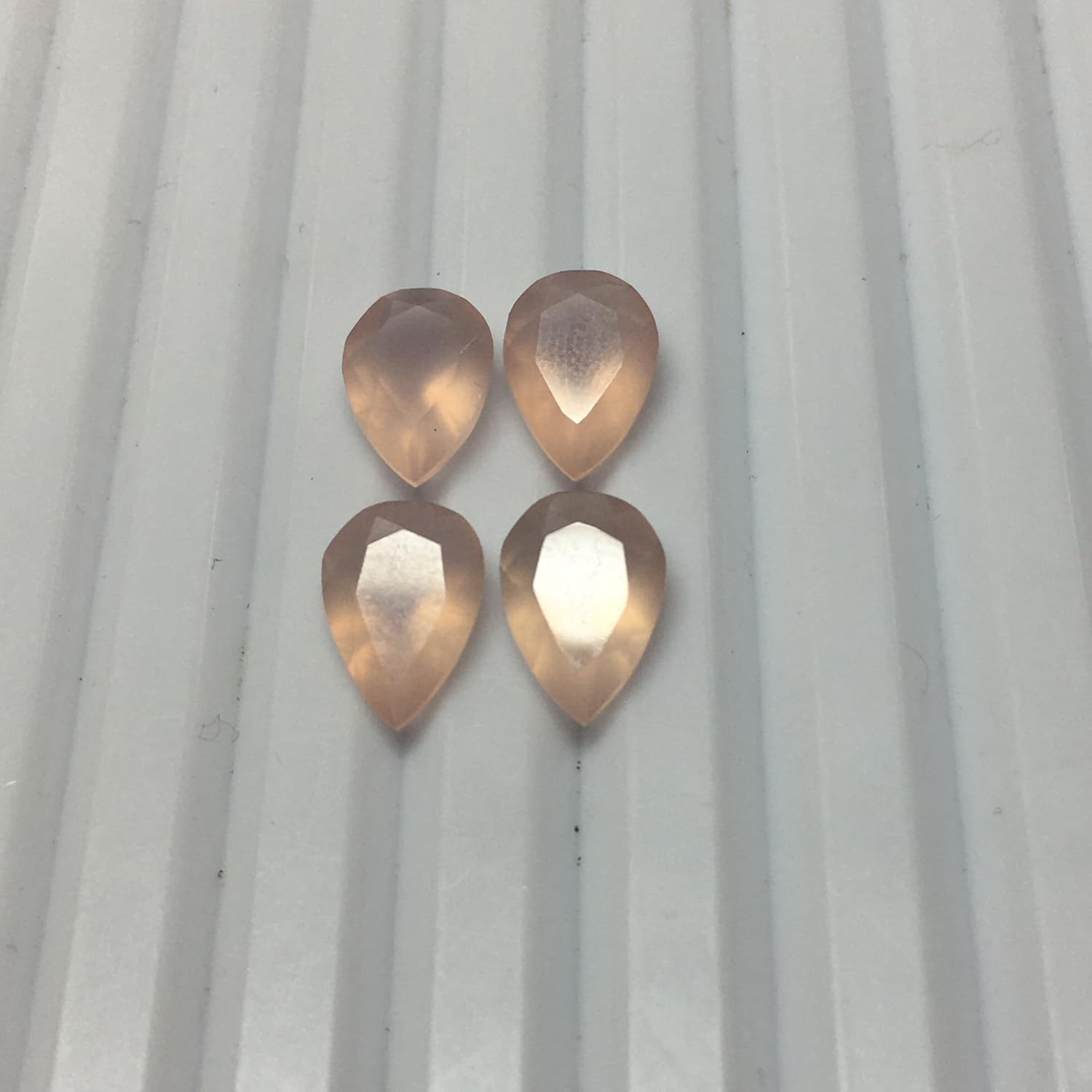 Pink Chalcedony Pear Cut Faceted Pointed Back Loose Gemstones for Earrings Pendant & Jewelry Making (10 Pieces) Set (15x20 MM)