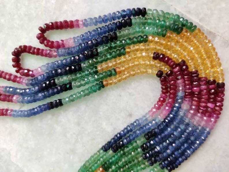 Natural Gemstone roundelle Smooth Beads 3-4 mm 15 inch Long String Jewelry Making Gemstone Beads for Necklace Bracelet