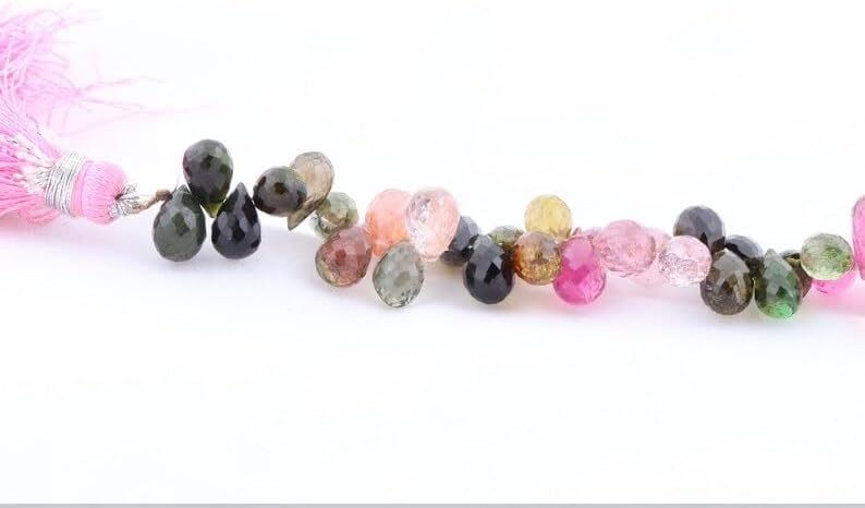 Multi Tourmaline Faceted Drops Shape Beads 6 * 8 mm Briolette Tourmaline Drops Beads Tourmaline Side Cut Drop Wholesale Beads for Making Jwelery