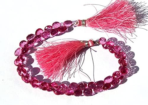 Beads Gemstone 7 mm Pink Mystic Quartz Micro Faceted Onion Briolettes 4 Inch Long Strand. Code-HIGH-40499