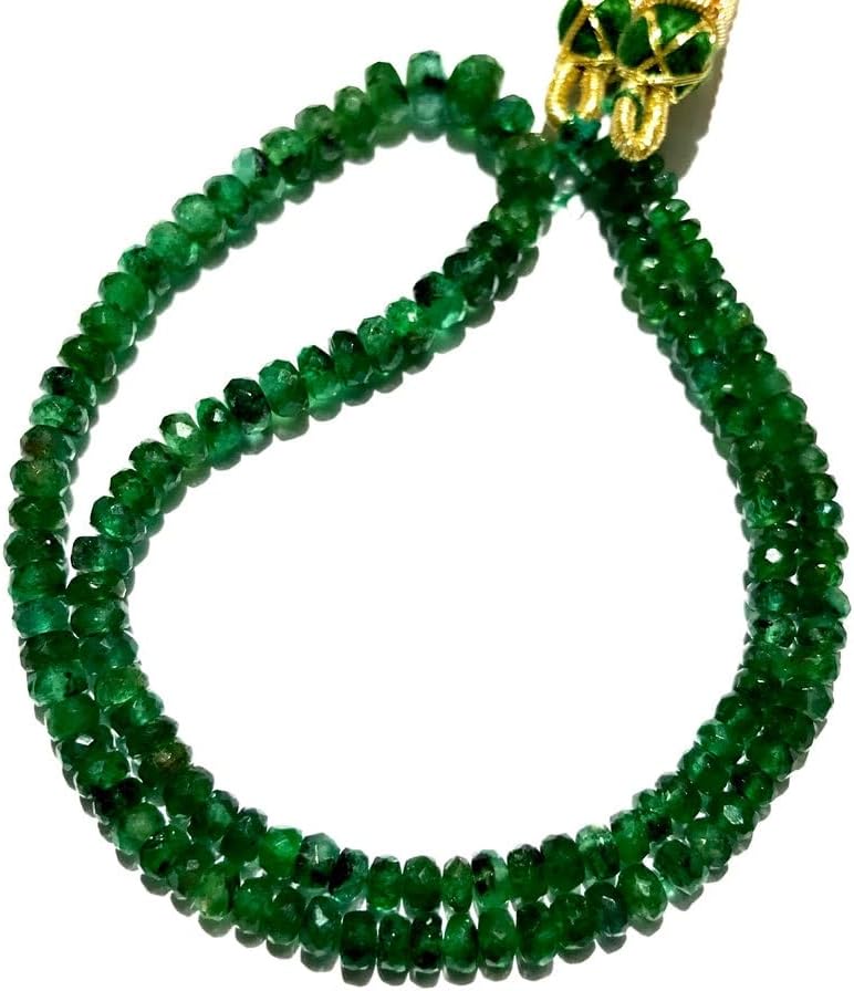 Natural Emerald RONDELLE Faceted Beads 3.5-5 MM 13 inch Long String Jewelry Making Gemstone Beads for Necklace Bracelet