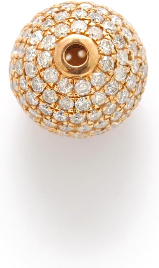 Kanika Creations 14K Solid Yellow Gold Pave Beads with Natural Diamonds – 10mm Round Spacer for Handmade Jewelry – Elegant Gift for Her