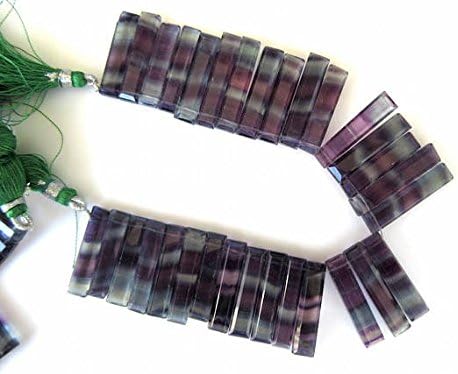 natural fluorite long baguette shaped step cut side drilled faceted cabochon, fluorite briolette beads, fluorite jewelry 4