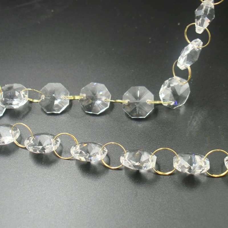 Hanging Crystals Prisms 5 Meters Crystal Strands Octagon Beads Chains with Golden Connectors Decorations Hangings Crystals for Decoration
