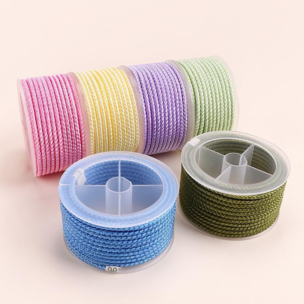 Beading Cords, 6.56Feet Nylon Thread Twine Beading Cord 3mm Braided Nylon Crafting String Rope Roll Macrame Cord for Bracelets Jewelry Making DIY Crafts(26)