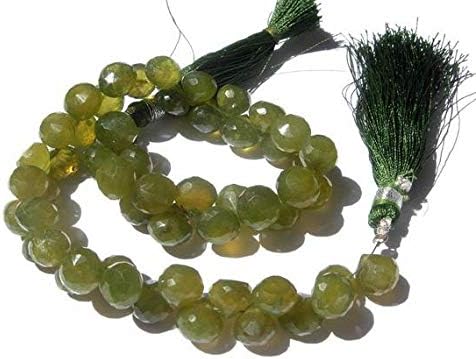 13 inch natural beads strand of 5-8mm faceted onion green vesuvianite gemstone briolletes beads for DIY jewelry - necklace, bracelet, earring, ring.
