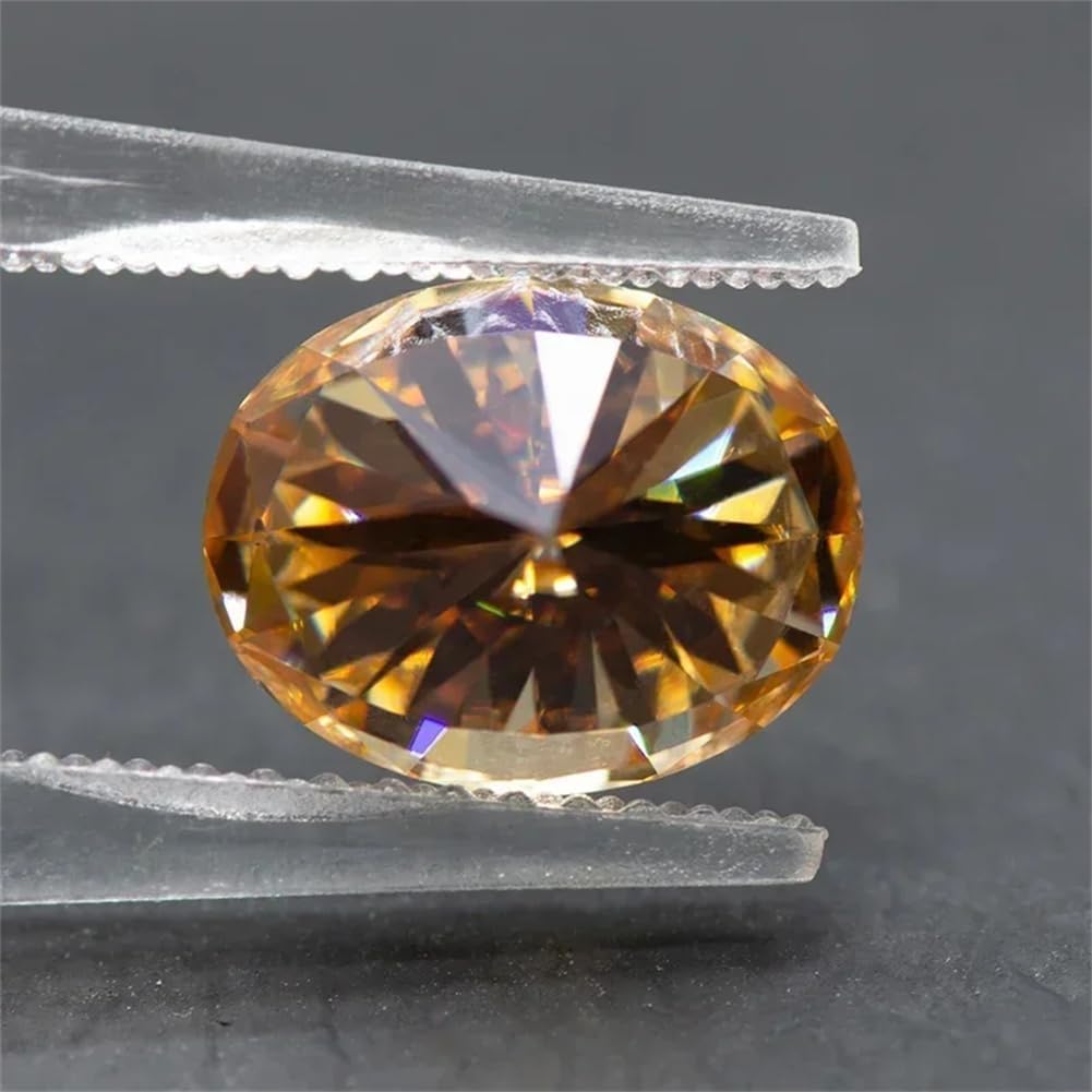 Moissanite Stone Champagne Color Oval Shape Charms Beads Vvs1 With GRA Necklace Rings Materials