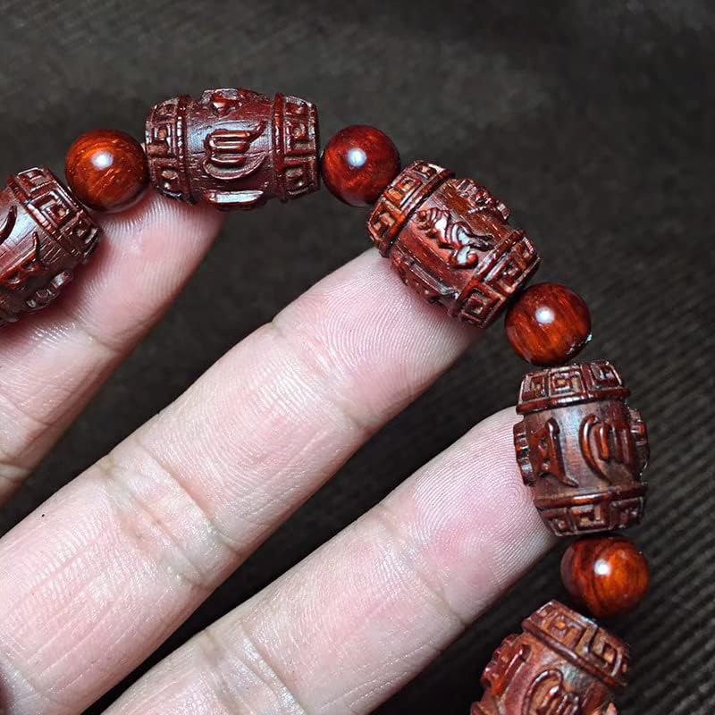 小叶紫檀雕刻六字箴言 佛珠手串高油密 搭配0.8隔珠(小叶紫檀雕刻六字箴言)