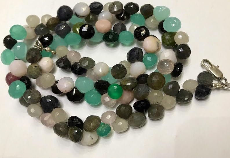 Natural Multi Beads Onion Faceted Beads 8x10mm 18 inch Long String Jewelry Making Gemstone Beads for Necklace Bracelet