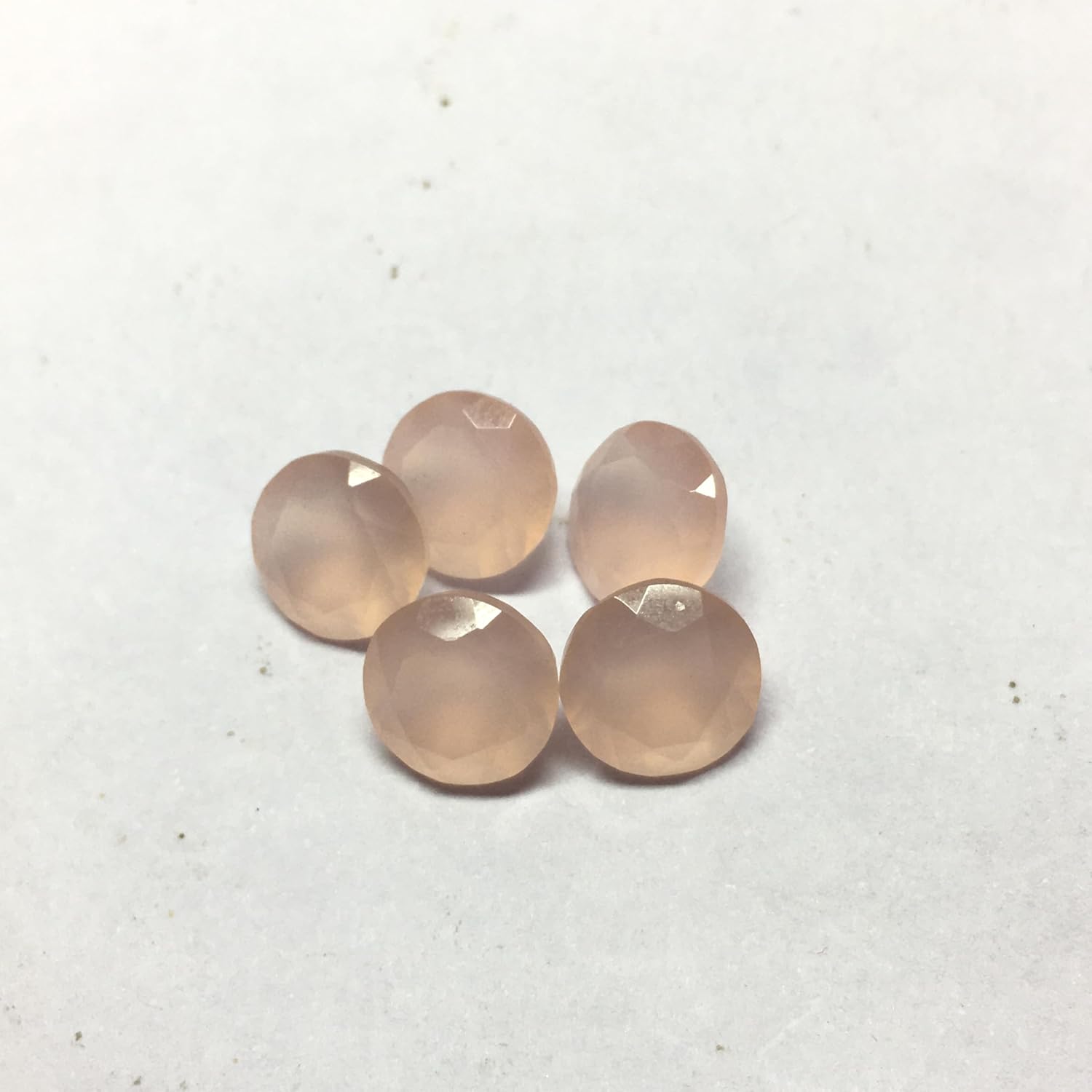 Natural Pink Chalcedony Round Cut Faceted Back Pointed Loose Gemstones for Earrings Pendant & Jewelry Making (10 Pieces) Set (19x19 MM)
