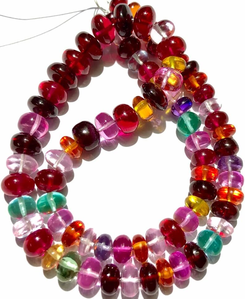 Natural Multi Sapphire roundelle Smooth Beads 8mm to 10mm 16 inch Long String Jewelry Making Gemstone Beads for Necklace Bracelet