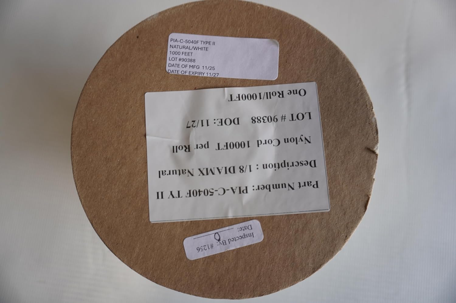 Nylon Cord PIA-C-5040F TY II 1/8 Diamx. Natural White. No Flame Test Required. Aerospace Application. 1000FT per Spool