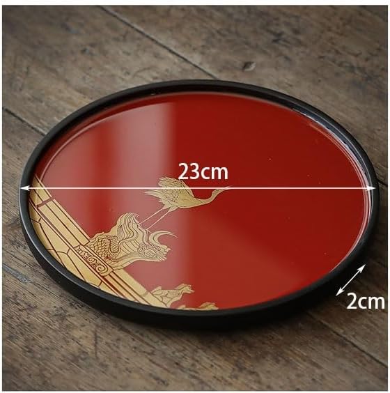 Foodtray Solid Wood Tray Chinese Style Small Tea Dry Fenghong Palace Festive Imitation Lacquer Pot Dining Serving(D)