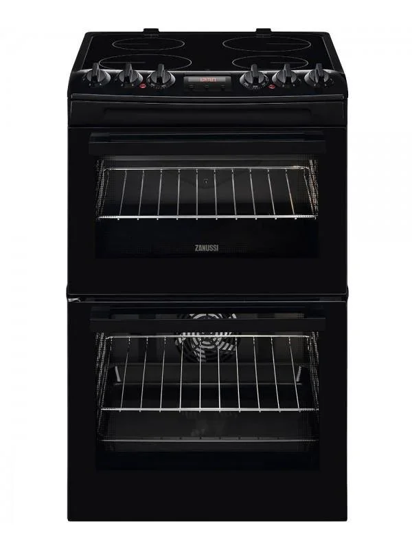 Zanussi 55cm Double Oven Black Cooker | ZCV46250BA