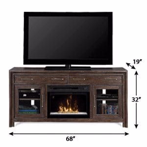 Woolbrook Distressed Nutmeg Electric Fireplace Media Console w/Glass