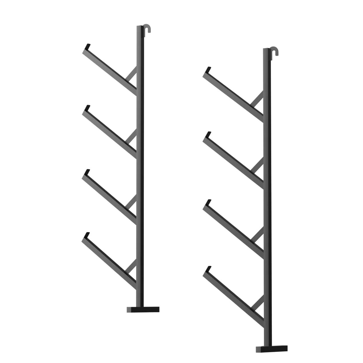 Garvee 2-Pack 400 lbs Shipping Container Pipe Rack - 4-Tier Heavy-Duty Shelving Brackets with No-Drill Installation for Vertical Storage, Black