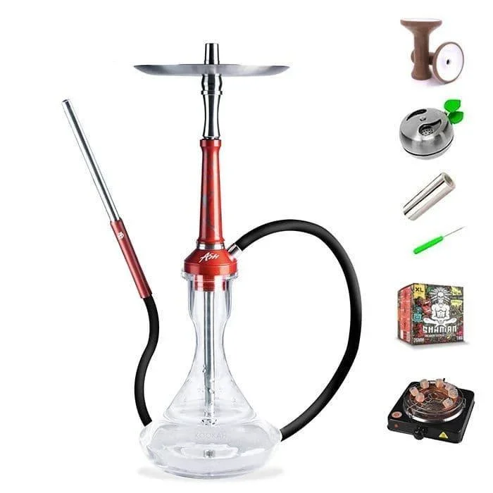 Ash Wood Atomic Hookah - Candy Red Splash