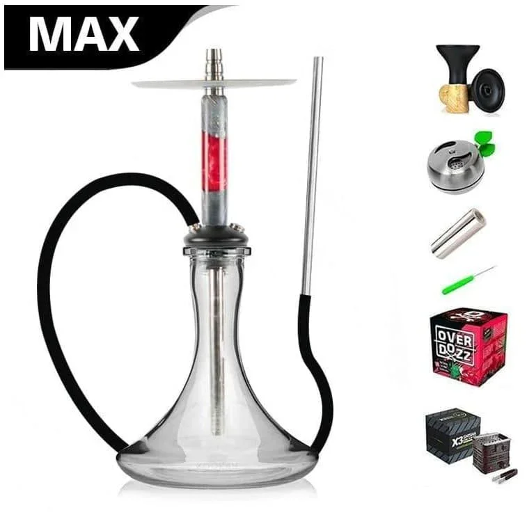 Marowood Stick Hookah With Base Set - Red Resin Stabwood