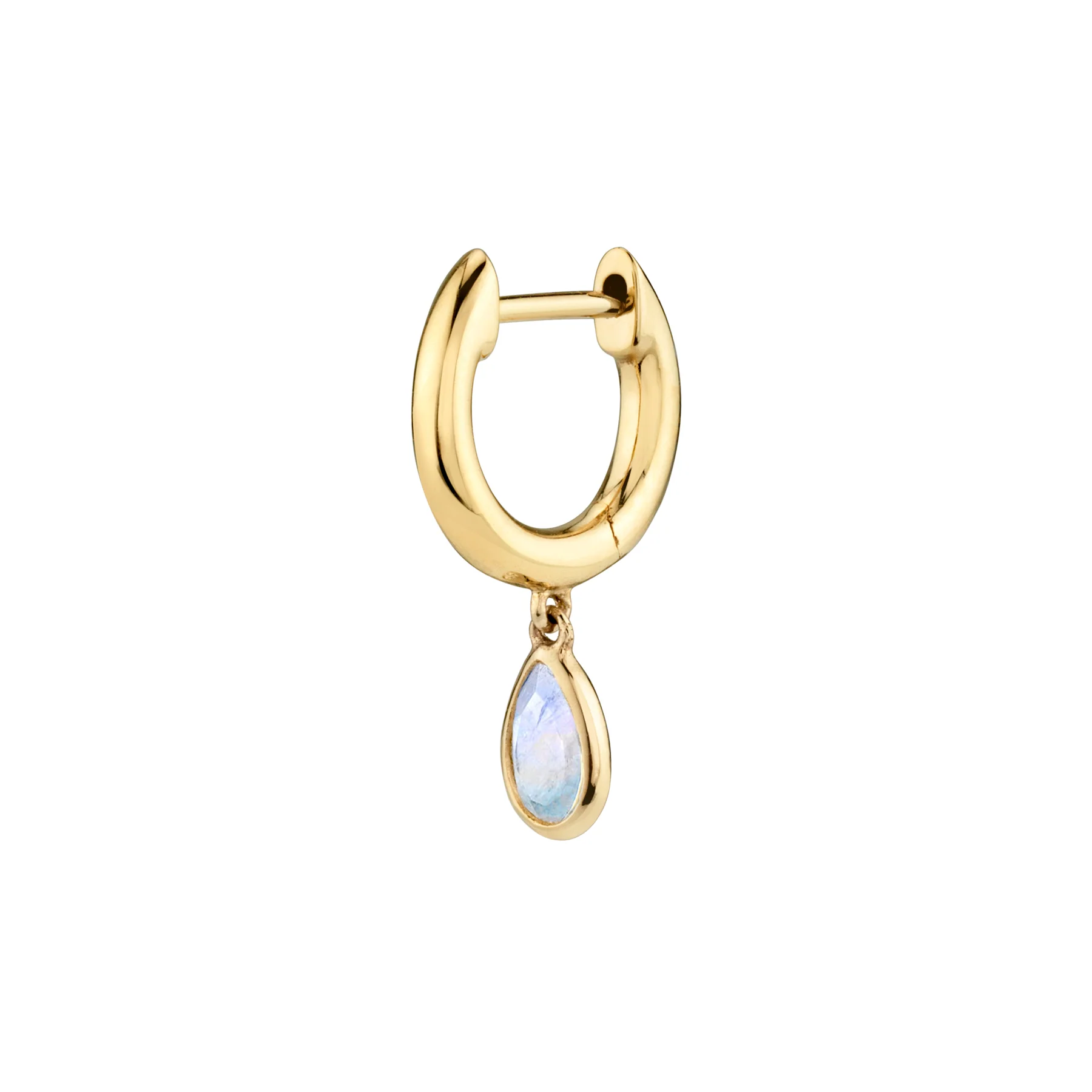 Teardrop Slim Hoop - Moonstone / 14k Yellow Gold