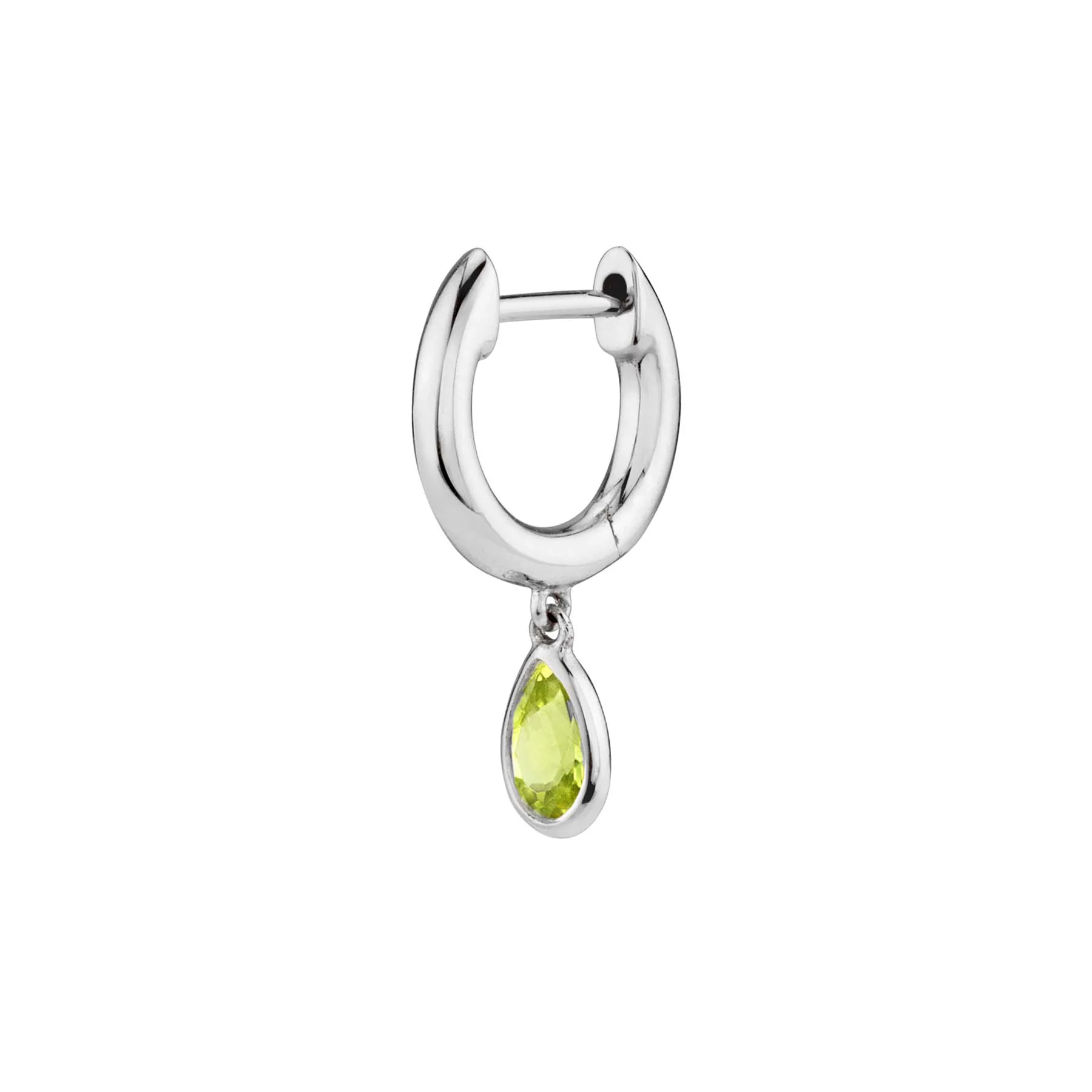 Teardrop Slim Hoop - Peridot / 14k White Gold