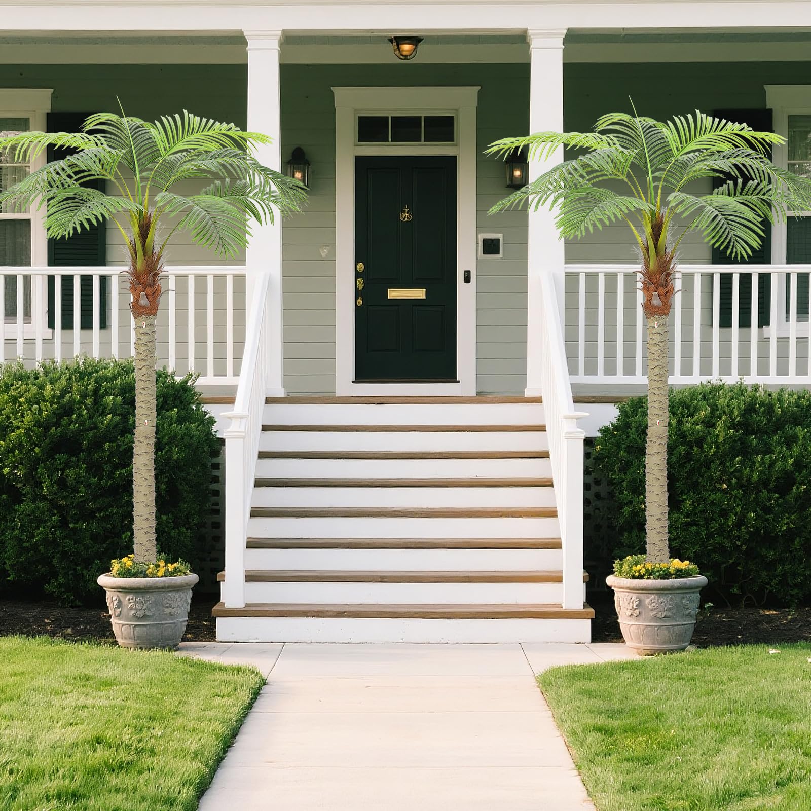 Garvee 2 PCS 8ft Artificial Palm Trees in UV Resistant Design with Realistic PE Leaves for Indoor Outdoor