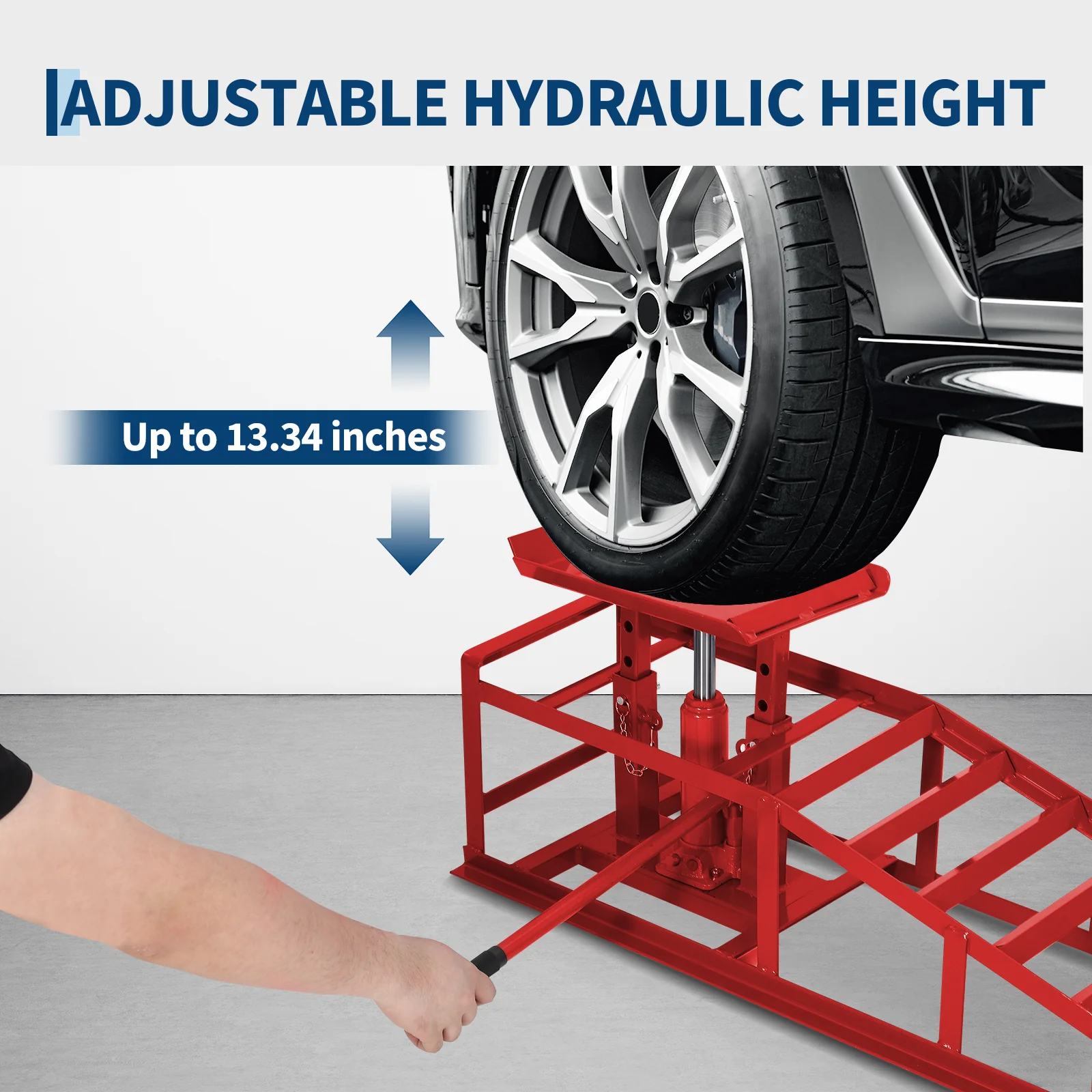 Garvee 2 Packs Hydraulic Car Ramps 8820lbs Capacity Low Profile Car Lift Service Ramps Automotive Truck Trailer Garage Auto Car Repair Frame Red