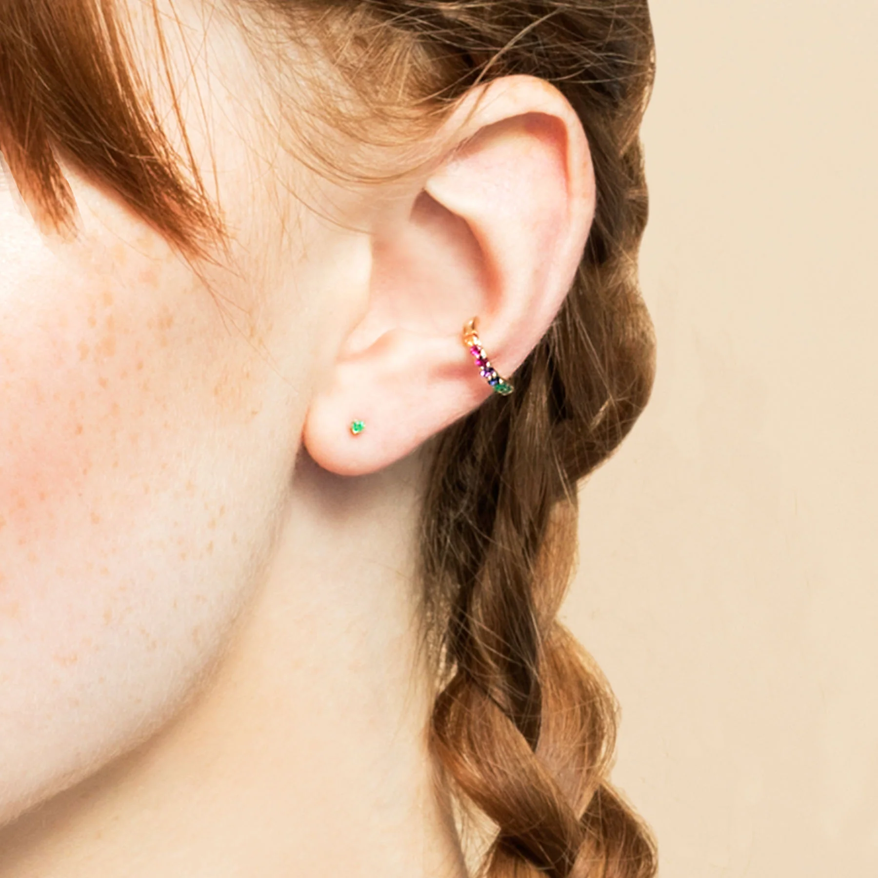 Perfect Ear Cuff - Rainbow / 14k Yellow Gold