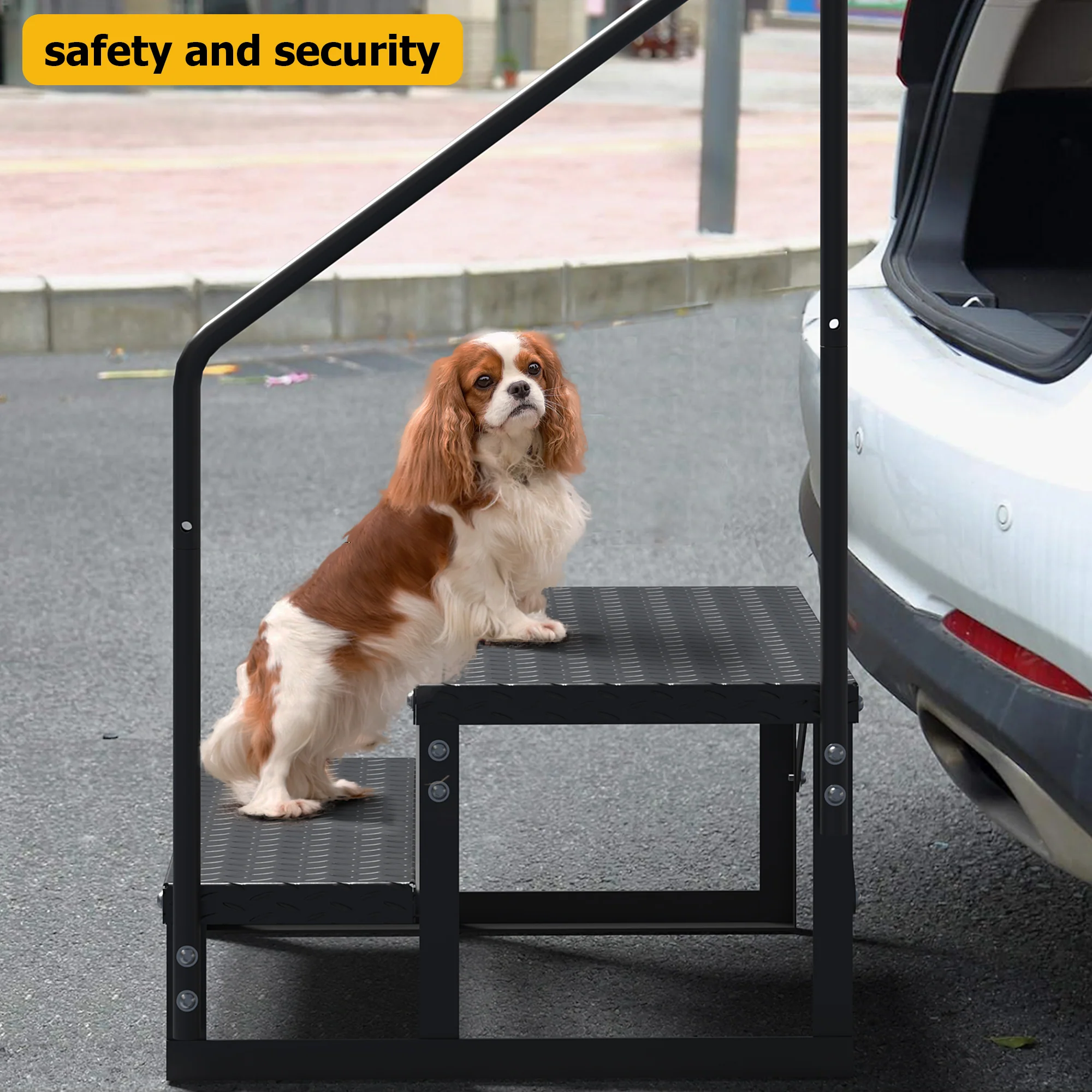 Garvee 2 Step RV Stairs, RV Steps with Handrail & Anti-Slip Panel - 660lb Capacity Portable Alloy Steel Ladder for Easy Access to RVs, Hot Tubs, and Travel Trailers