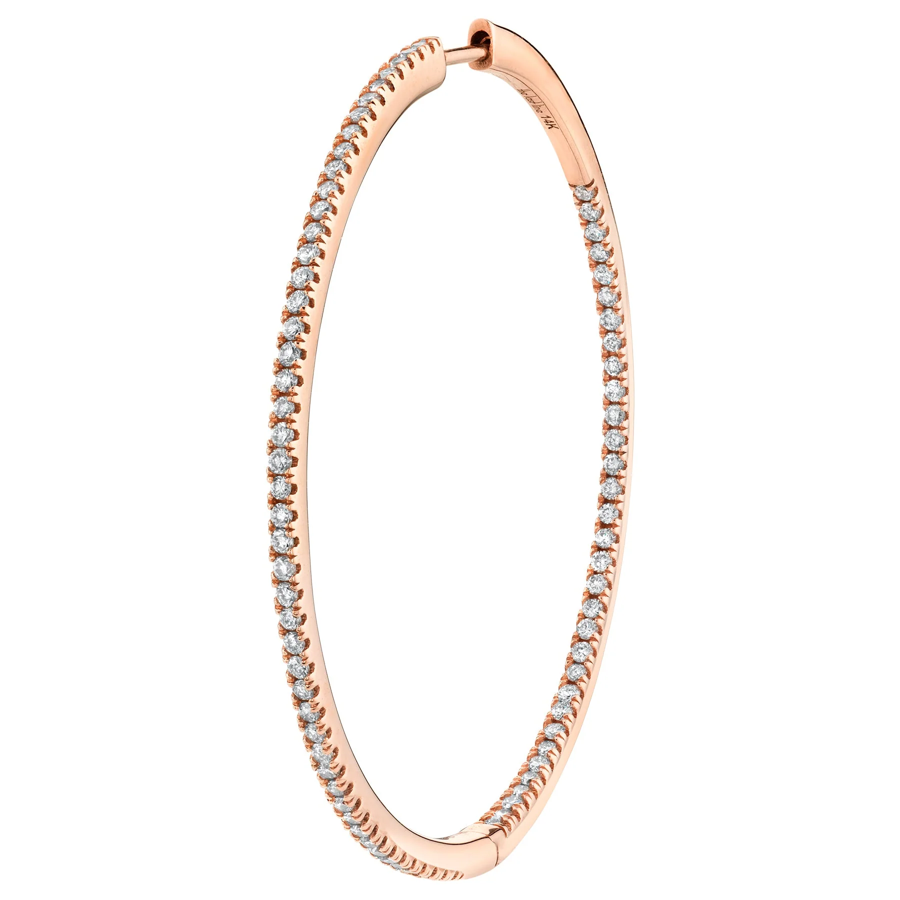 Double Extra Large Inside Out Hoop - White Diamond / 14k Rose Gold