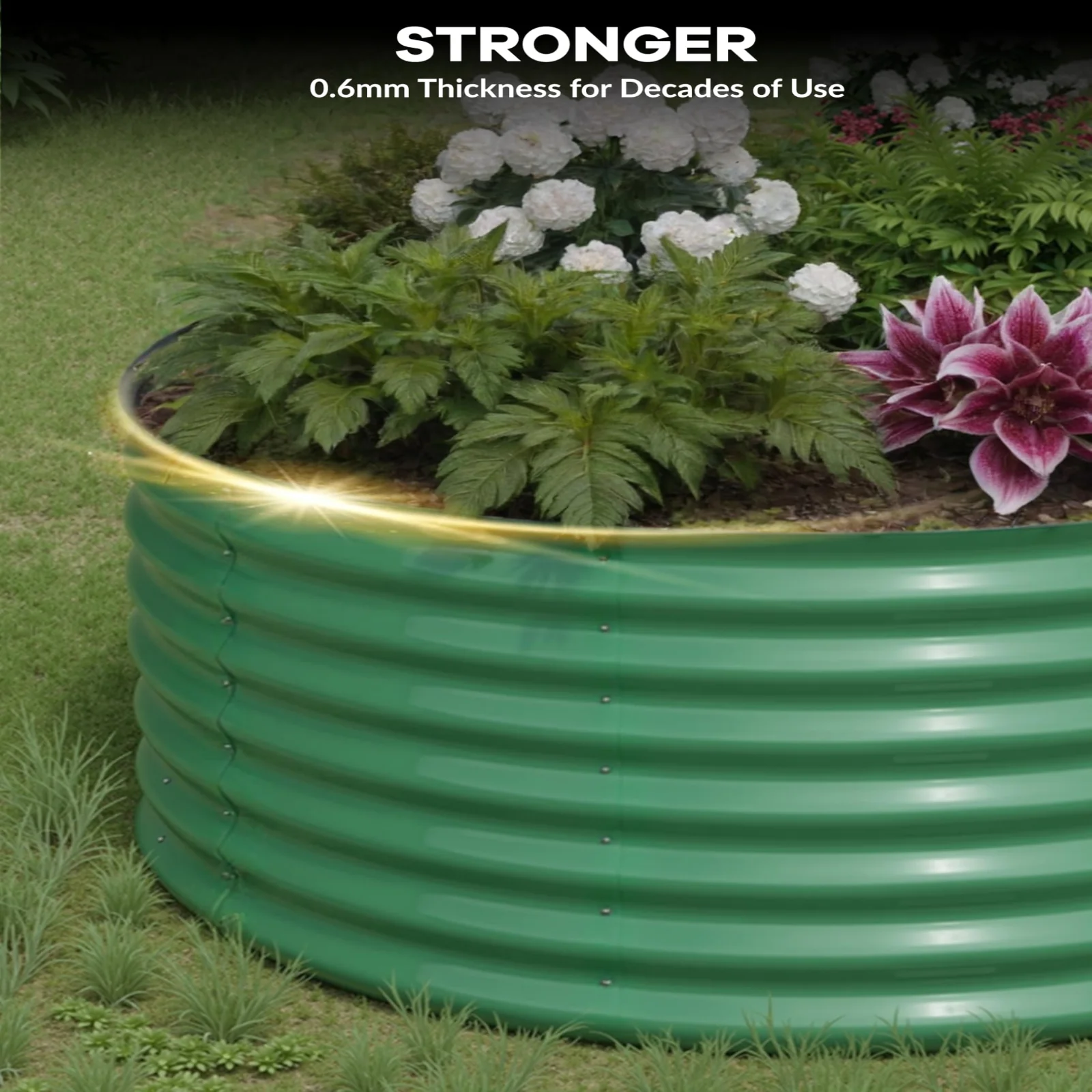 Garvee 2 Pcs 8' X 4' X 1.5' Galvanized Steel Raised Garden Beds, Outdoor Deep Planter Box Kit with Tool-Free Assembly, Rust-Resistant Green Coated Design for Vegetables, Flowers & Herbs, Green