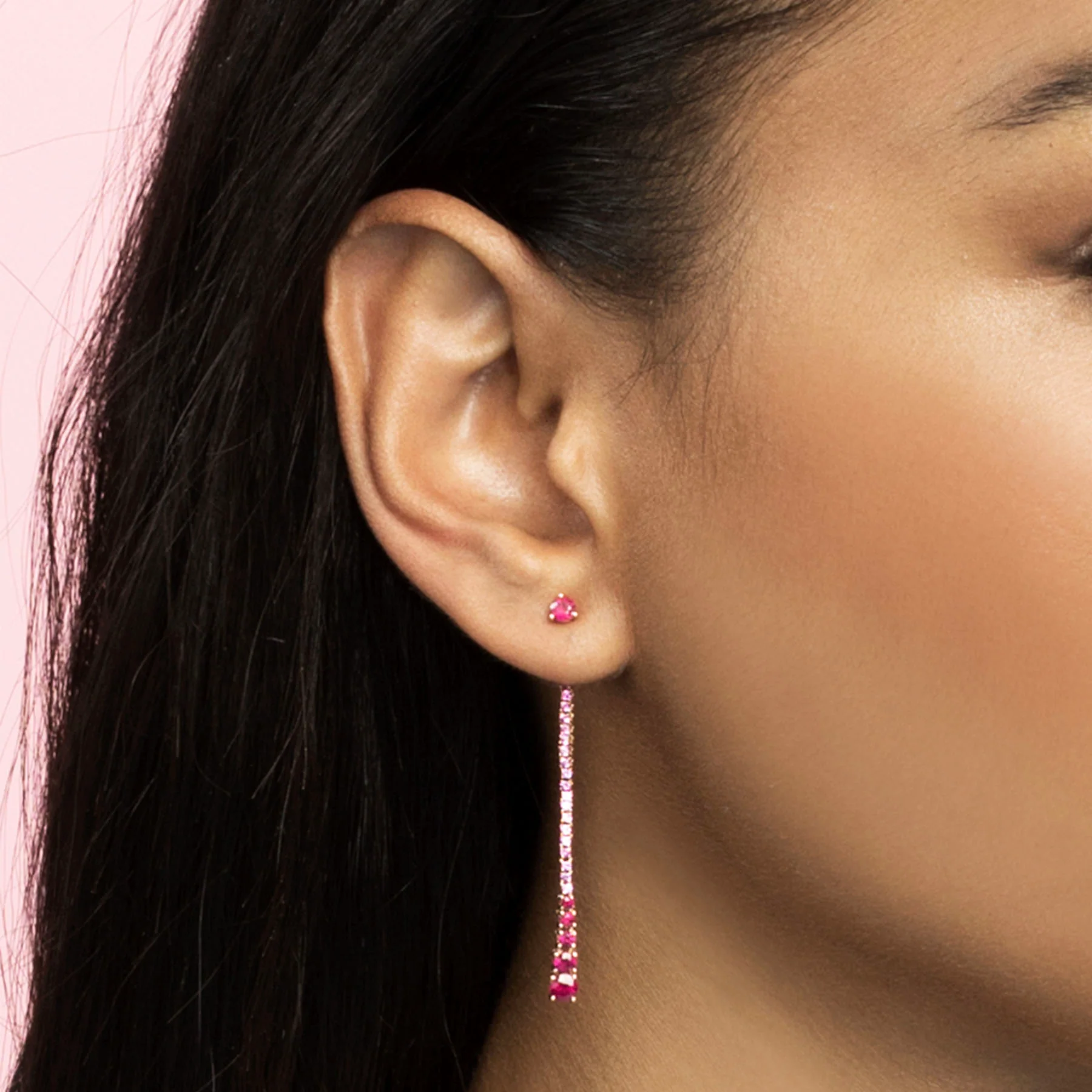 Dew Drop Earring - Ruby / 14k Rose Gold