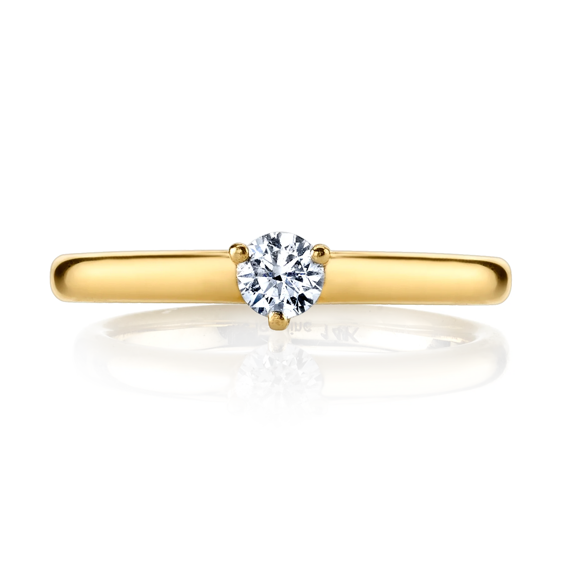 Solitaire Ring - White Diamond / 14k Yellow Gold