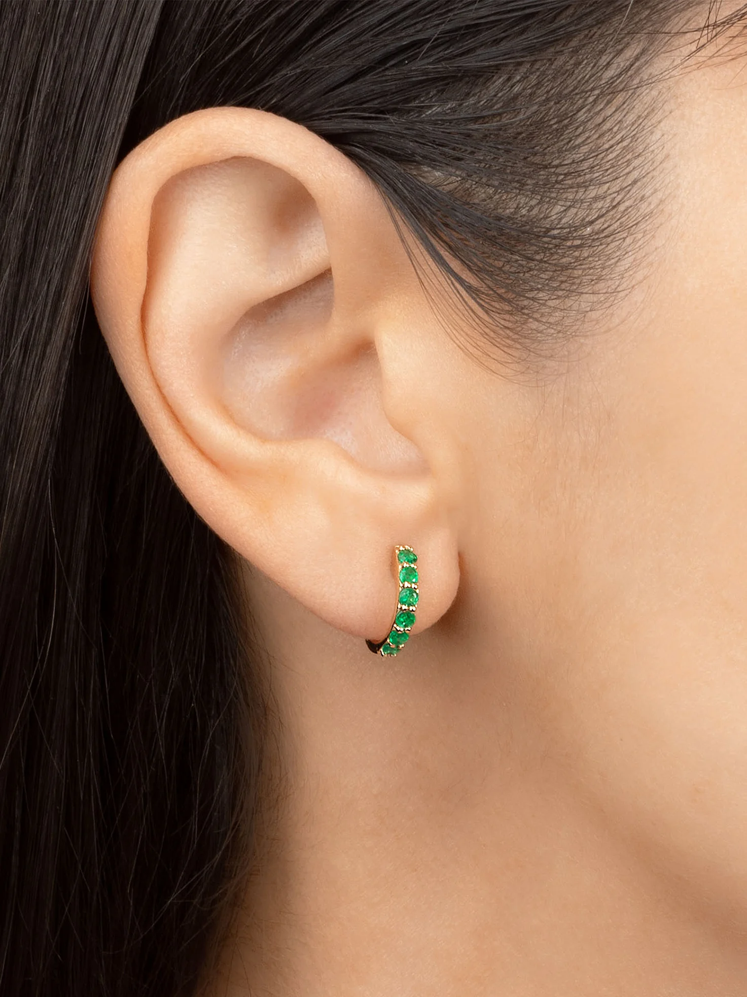 The Large Biggie - Emerald / 14k Yellow Gold