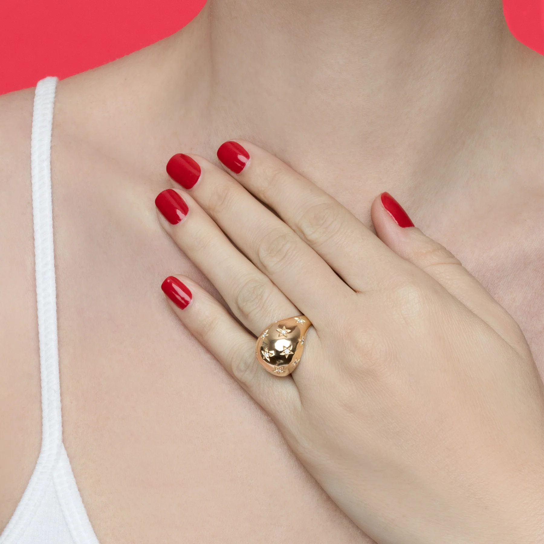 Star Bombe Ring - White Diamond / 14k Yellow Gold