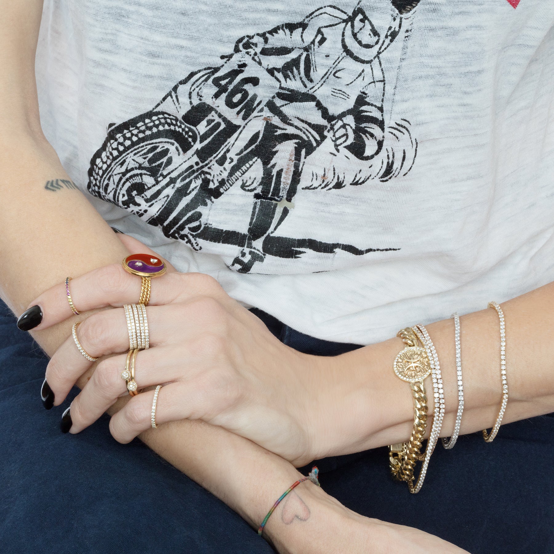 Zodiac Coin Bracelet - White Diamond / 14k Yellow Gold