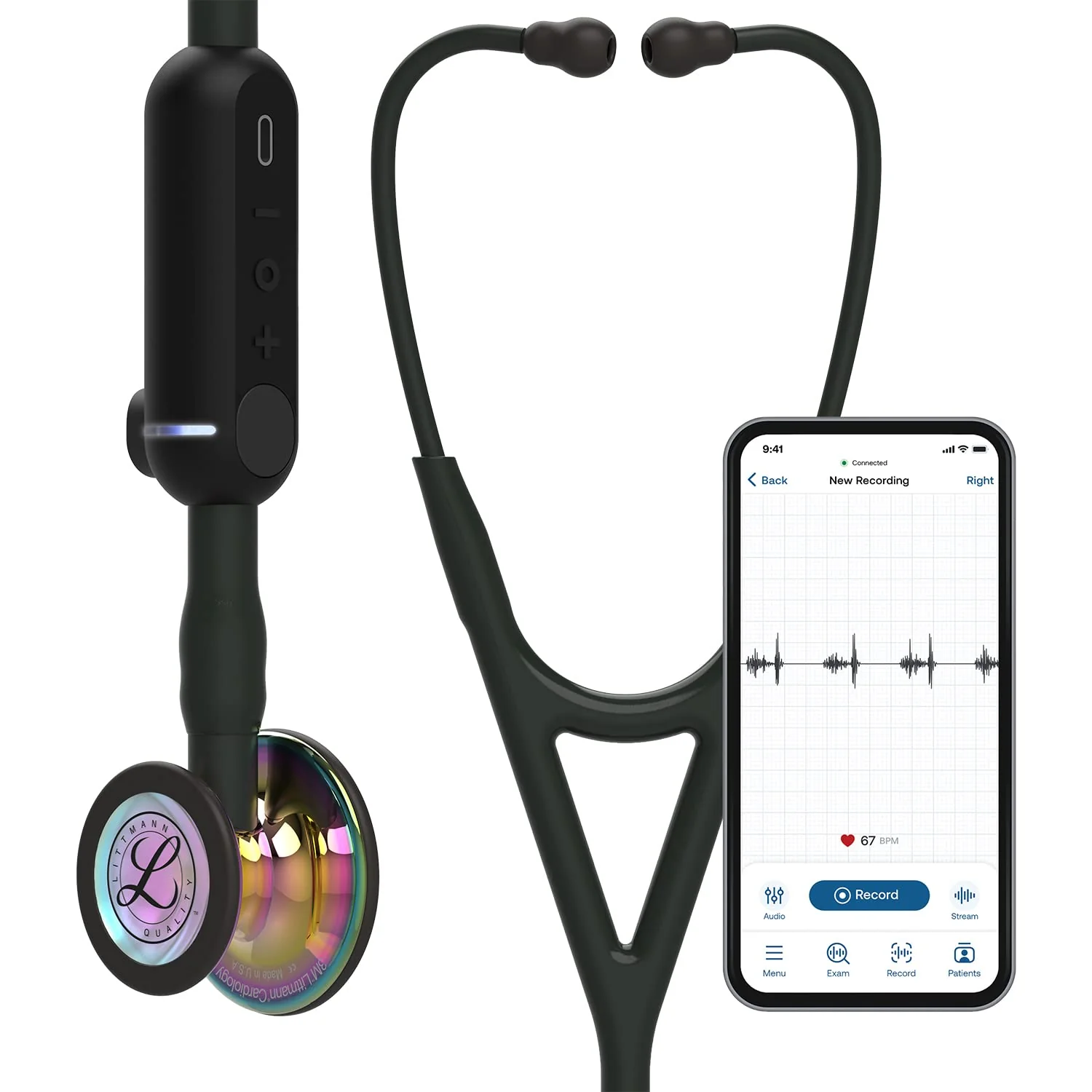 Digital Stethoscope, Advanced Up To 40x Amplification, Active Noise Cancellation, In-App Sound Wave Visualization