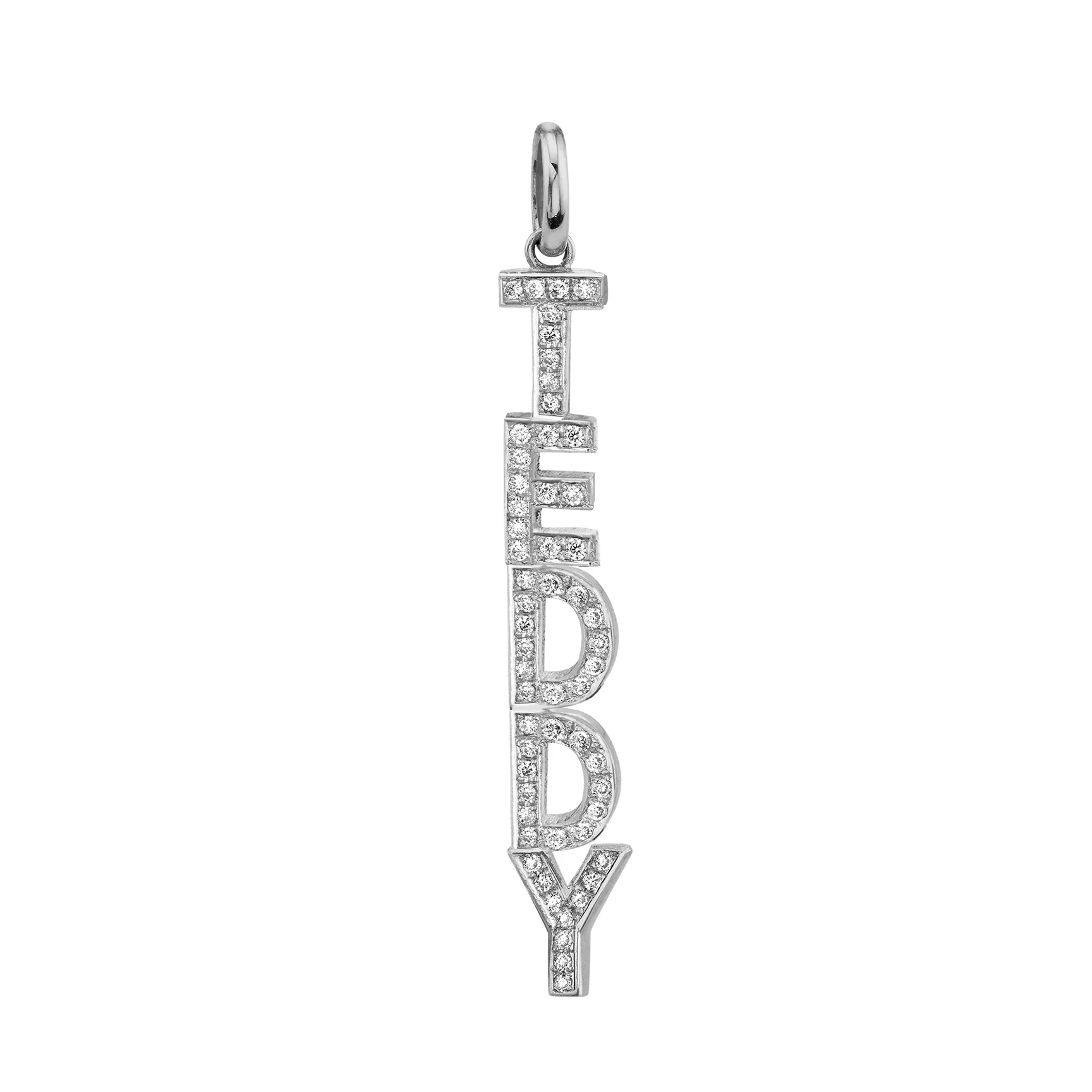 Custom Letter Pendant - White Diamond / 14k White Gold