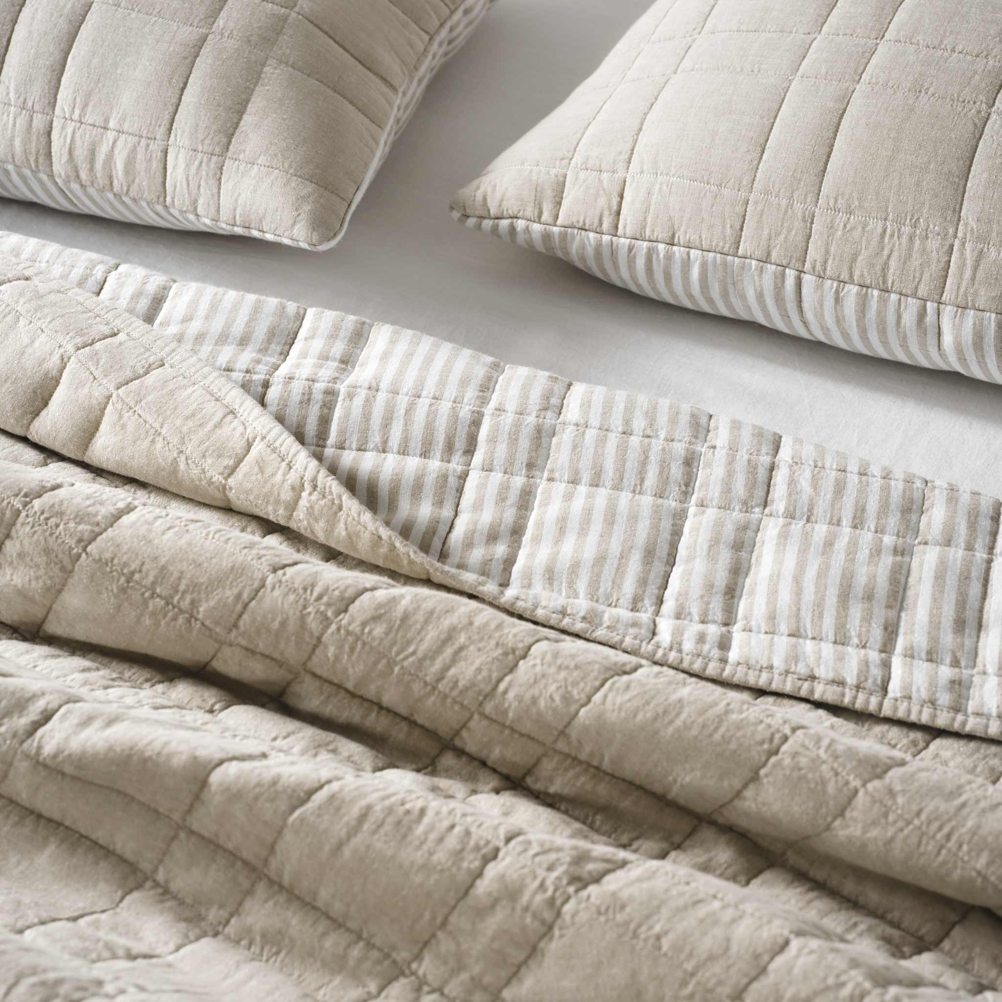 Washed European Linen Quilt Set